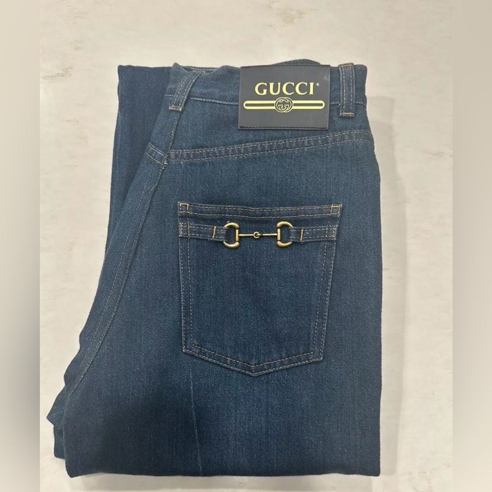 Gucci Horsebit-detailed high-rise straight-leg jeans